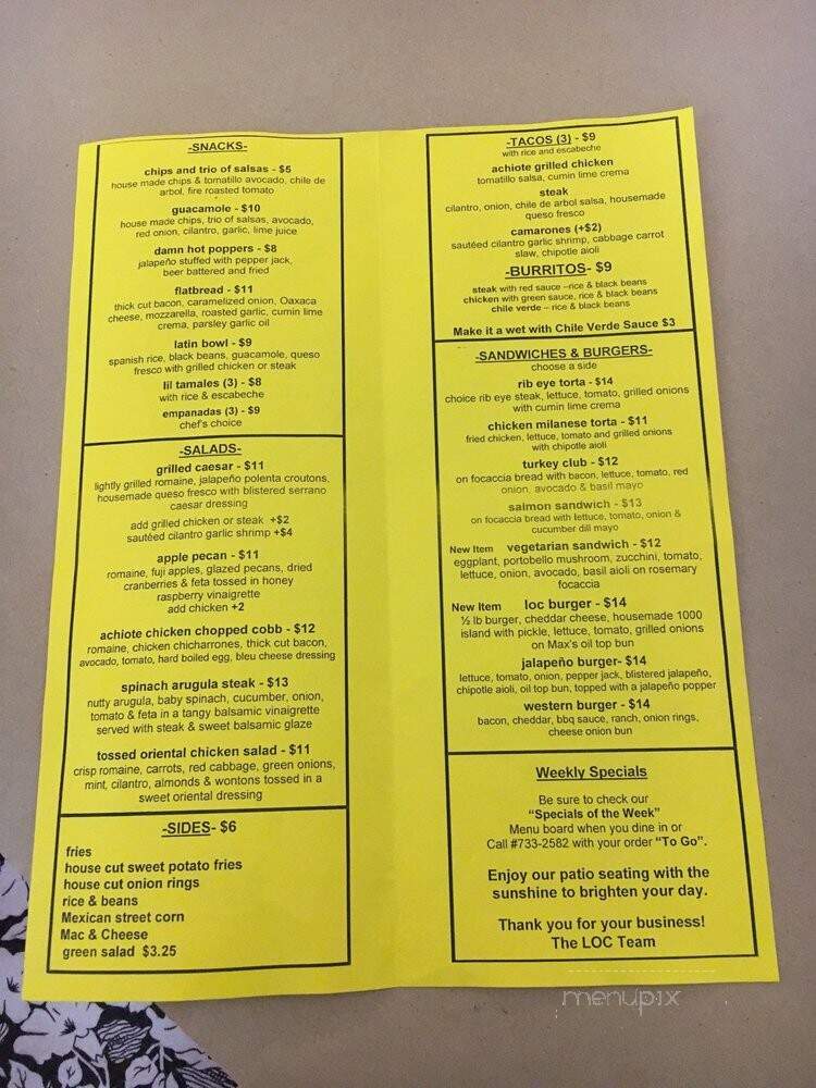 Left of Center - Visalia, CA menu_pic