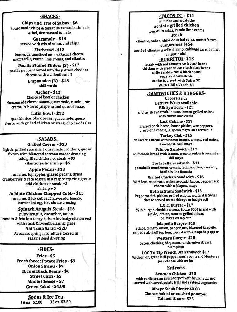 Left of Center - Visalia, CA menu_pic