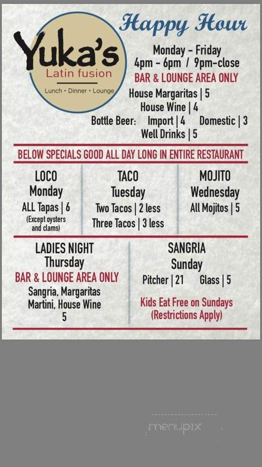 Yuka's Latin Fusion - Croton-on-Hudson, NY menu_pic