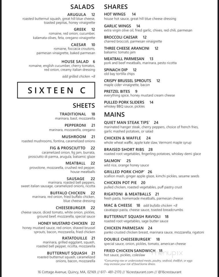 16C - Quincy, MA menu_pic