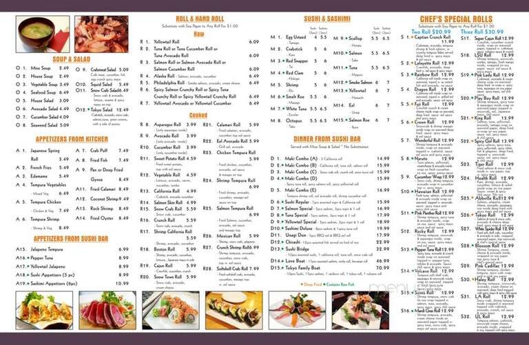 Tokyo Japan - Abbeville, LA menu_pic