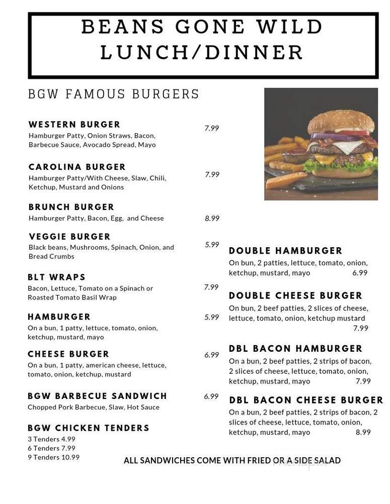 Beans Gone Wild - Raeford, NC menu_pic
