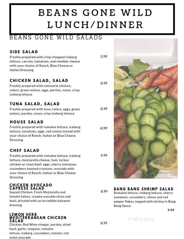 Beans Gone Wild - Raeford, NC menu_pic