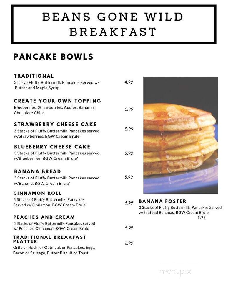 Beans Gone Wild - Raeford, NC menu_pic