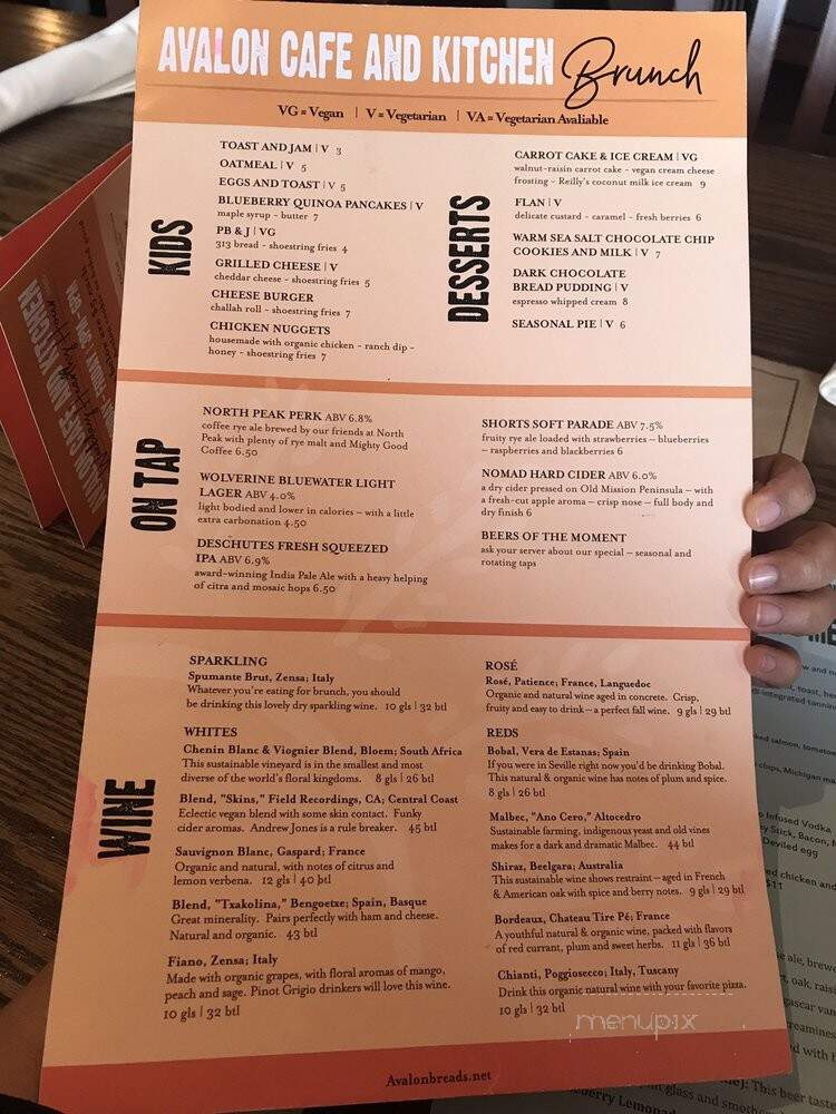 Avalon Cafe and Kitchen - Ann Arbor, MI menu_pic