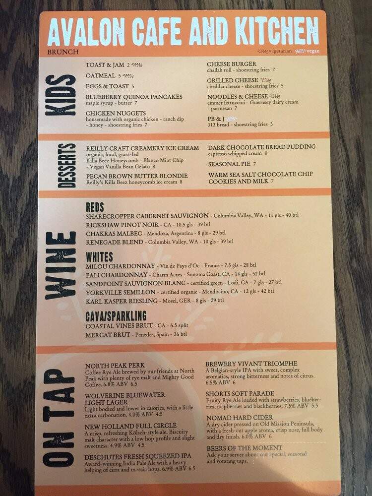 Avalon Cafe and Kitchen - Ann Arbor, MI menu_pic