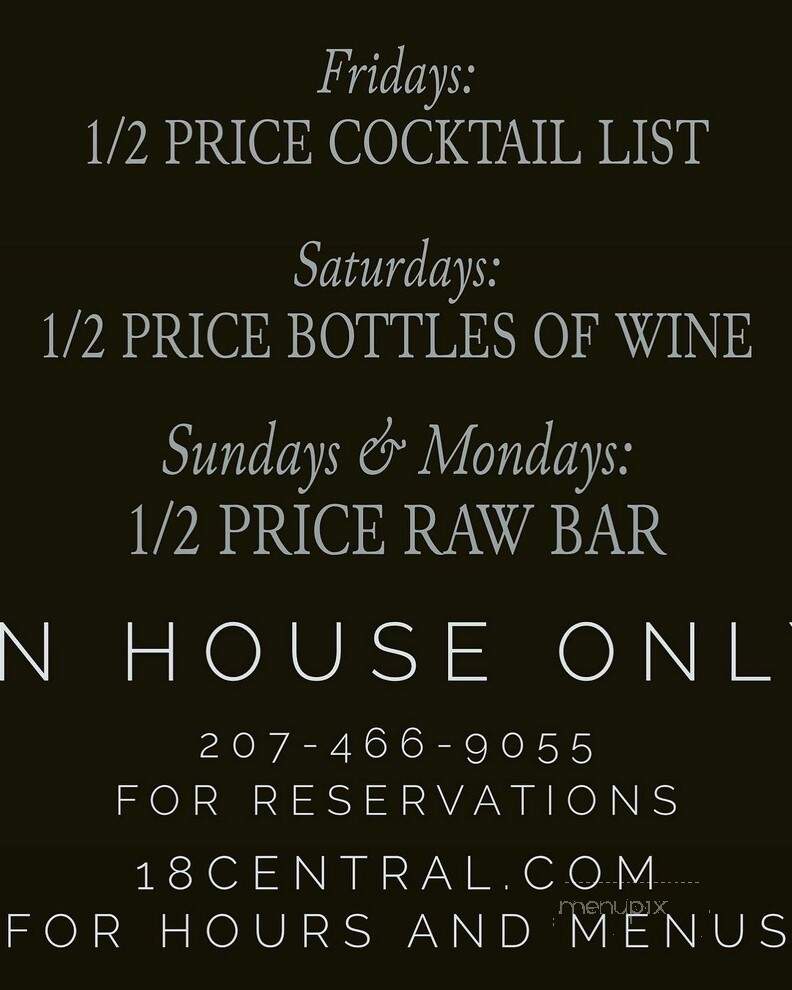 18 Central Oyster Bar & Grill - Rockport, ME menu_pic
