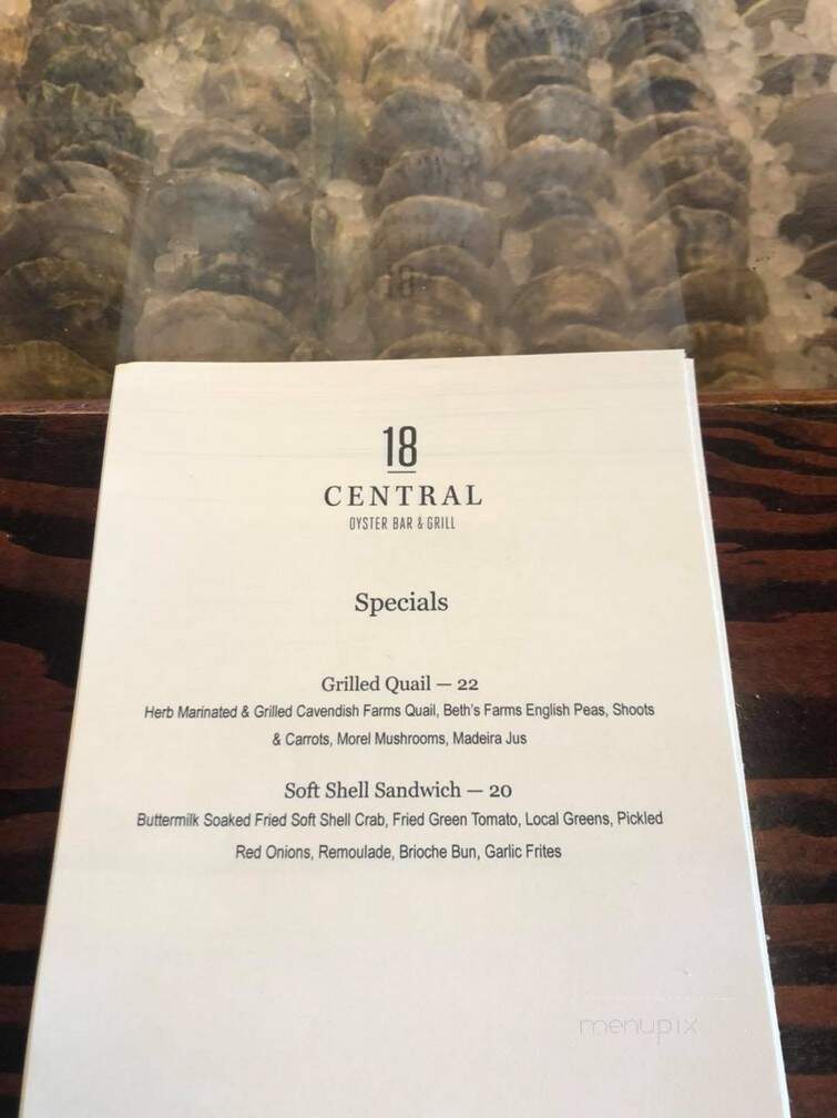18 Central Oyster Bar & Grill - Rockport, ME menu_pic