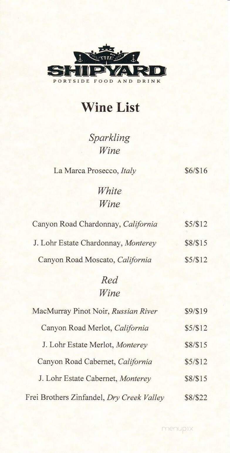 The Shipyard Portside - Stockton, CA menu_pic