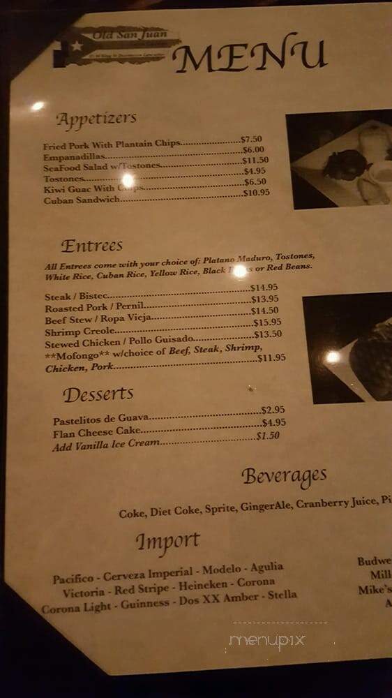 Old San Juan Latin Cuisine & Rum Bar - Lancaster, PA menu_pic