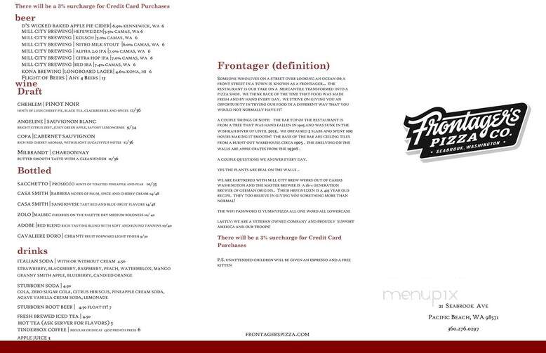 Frontager's Pizza Co. - Pacific Beach, WA menu_pic