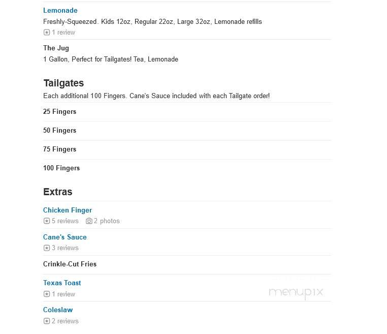 Raising Cane's Chicken Fingers - St. Charles, MO menu_pic