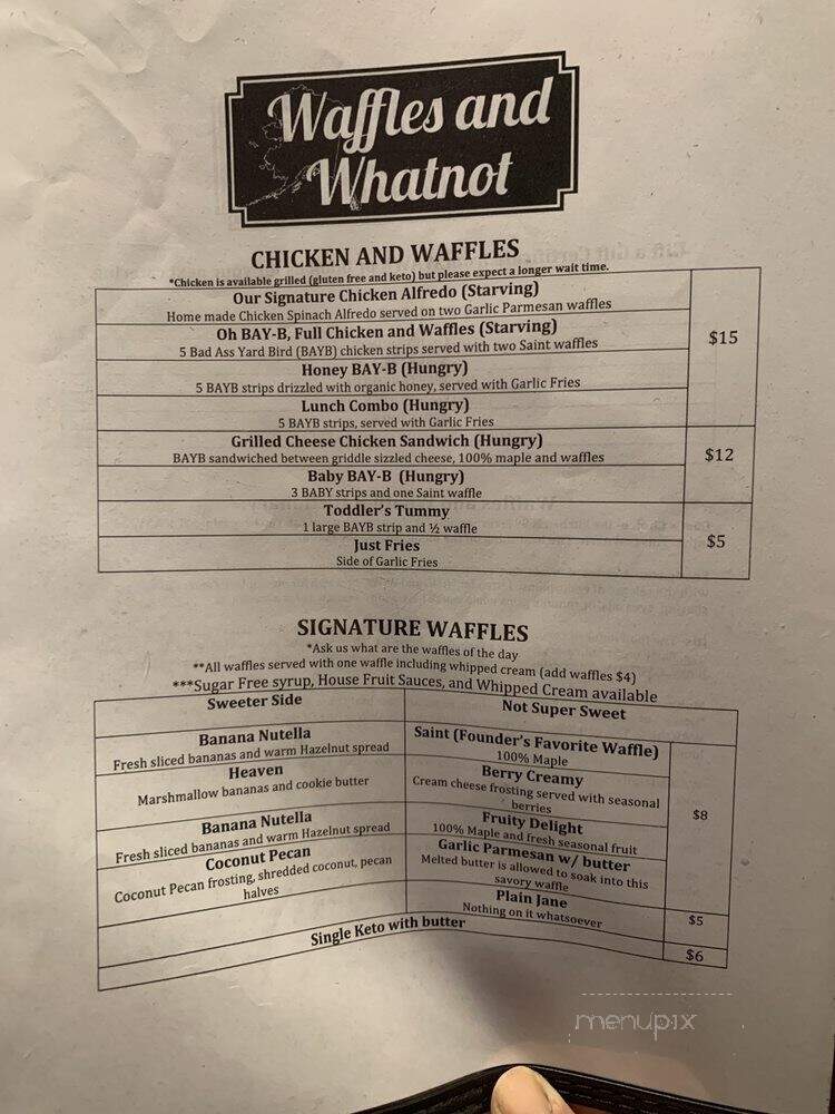 Waffles & Whatnot - Anchorage, AK menu_pic