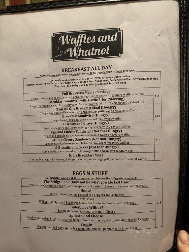 Waffles & Whatnot - Anchorage, AK menu_pic