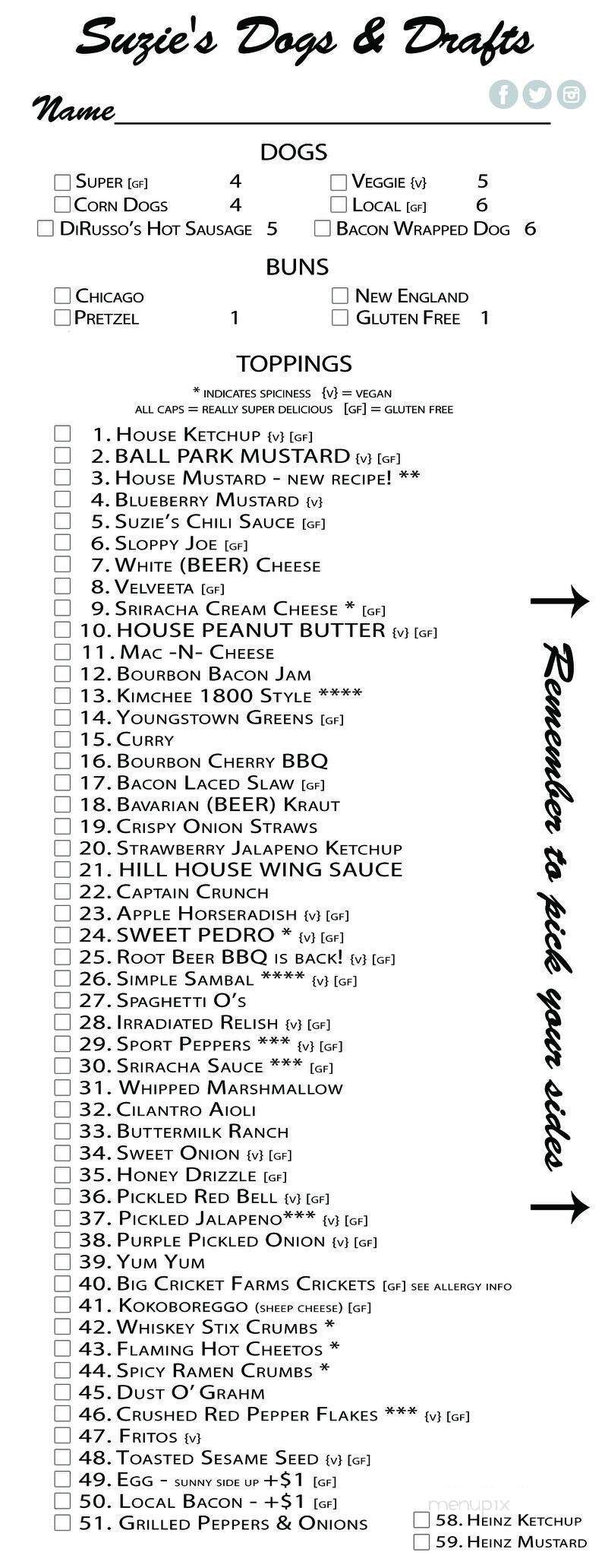 suzie's dogs and drafts - Boardman, OH menu_pic