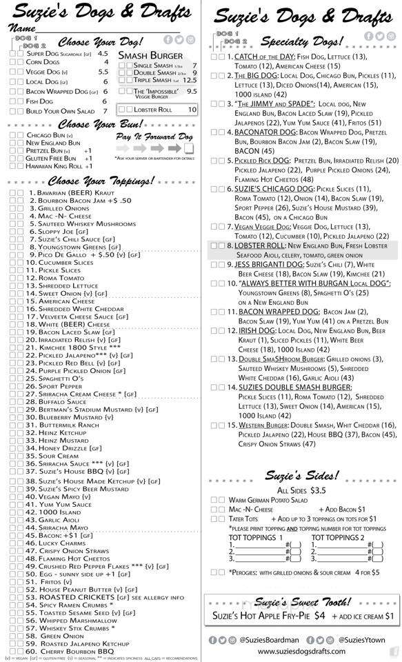 suzie's dogs and drafts - Boardman, OH menu_pic