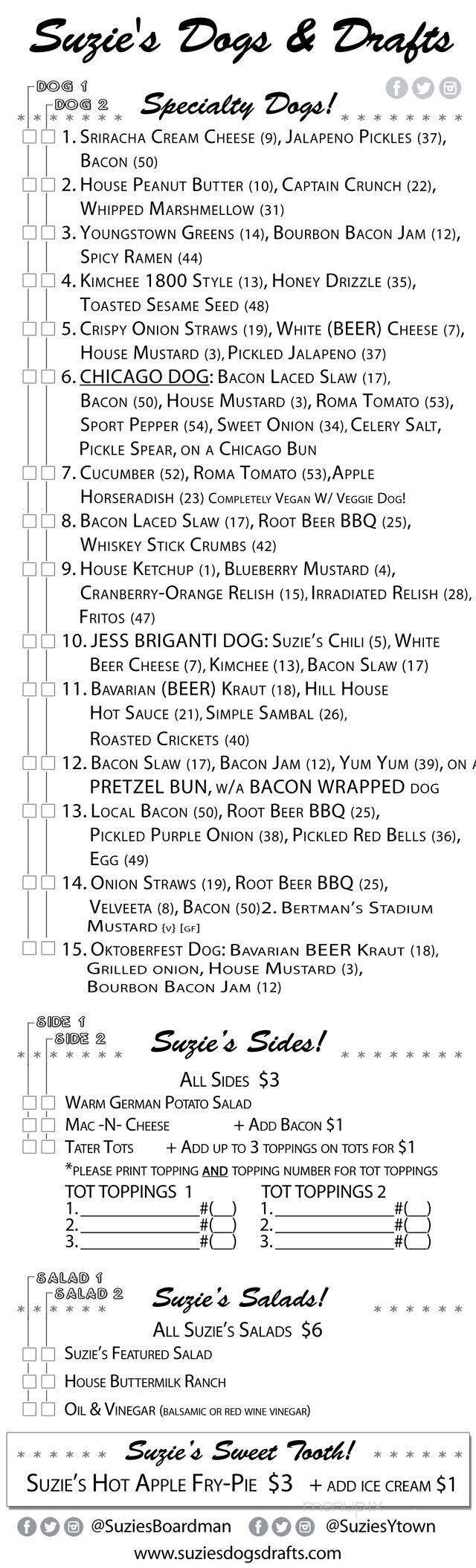 suzie's dogs and drafts - Boardman, OH menu_pic