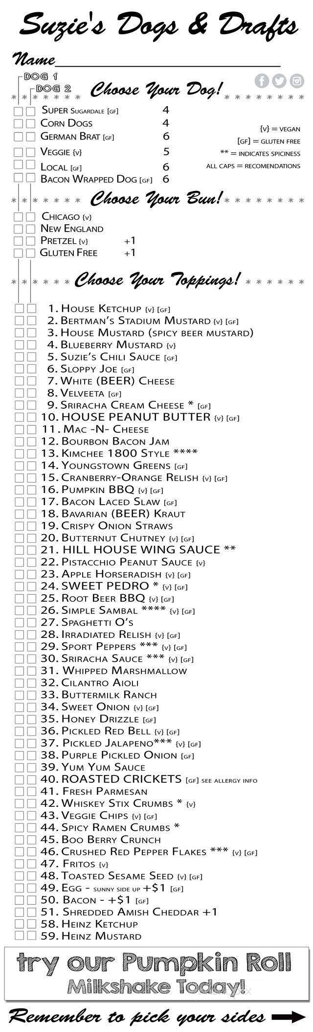 suzie's dogs and drafts - Boardman, OH menu_pic