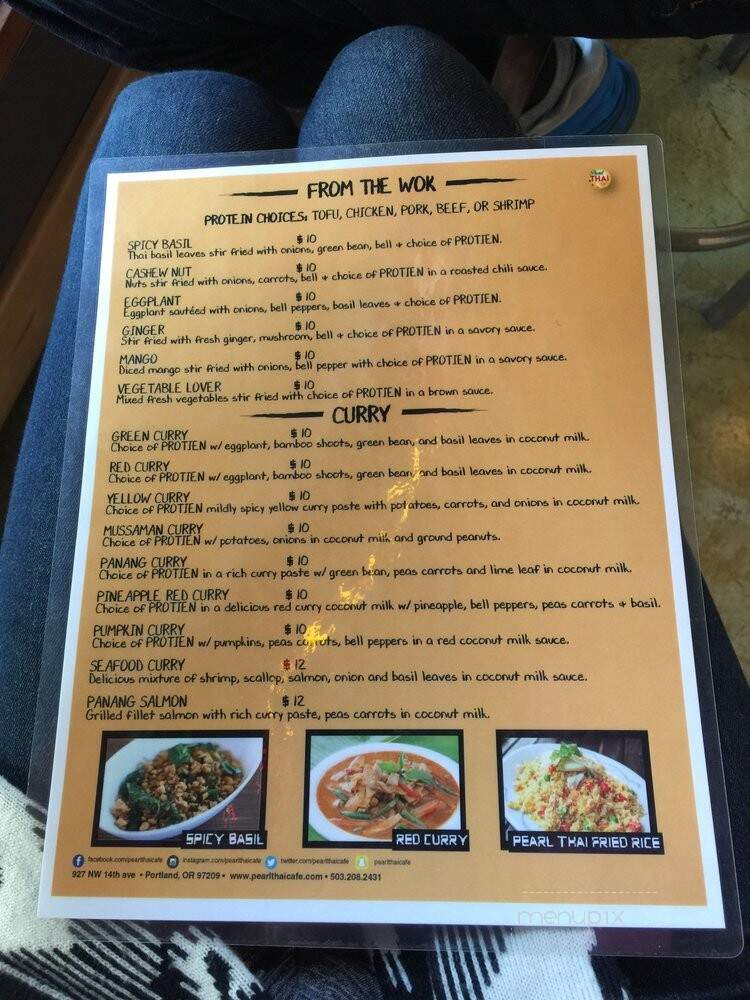 Pearl Thai Cafe - Portland, OR menu_pic