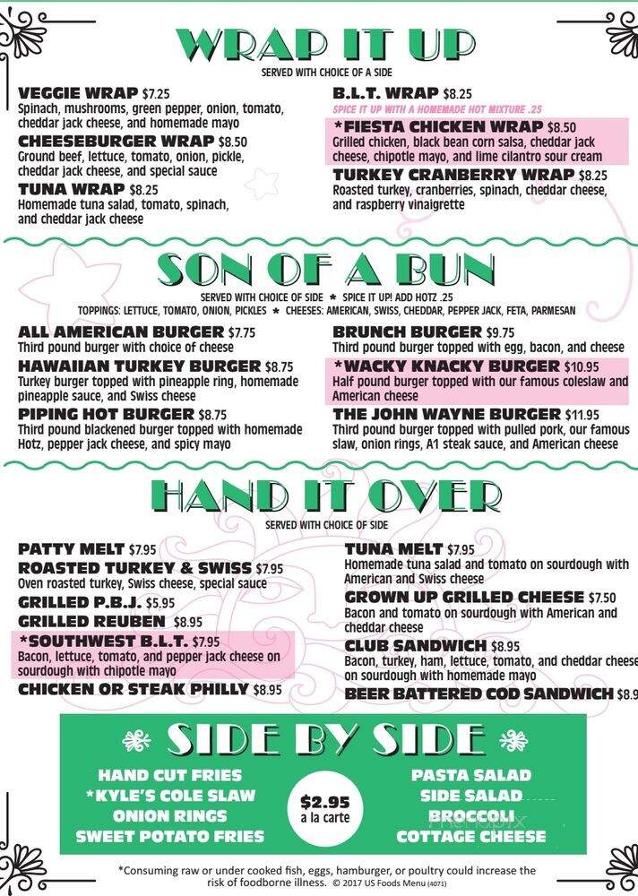 Wacky Knacky Diner - Osage Beach, MO menu_pic
