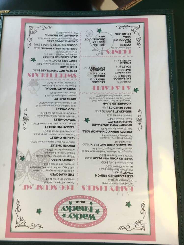 Wacky Knacky Diner - Osage Beach, MO menu_pic