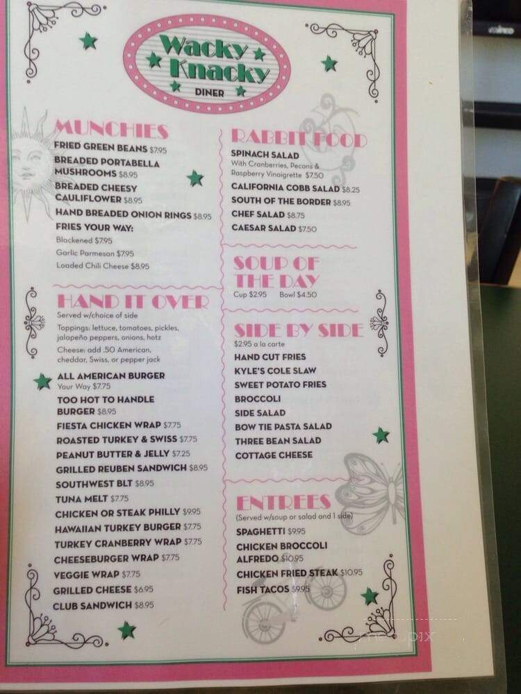 Wacky Knacky Diner - Osage Beach, MO menu_pic