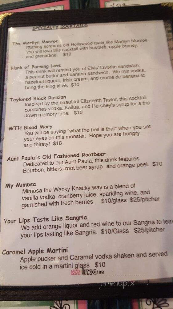 Wacky Knacky Diner - Osage Beach, MO menu_pic