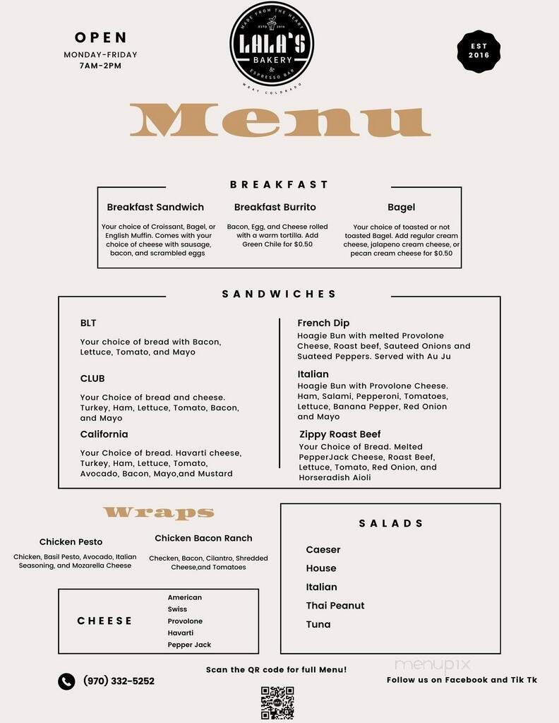 LaLa's Bakery & Espresso Bar - Wray, CO menu_pic