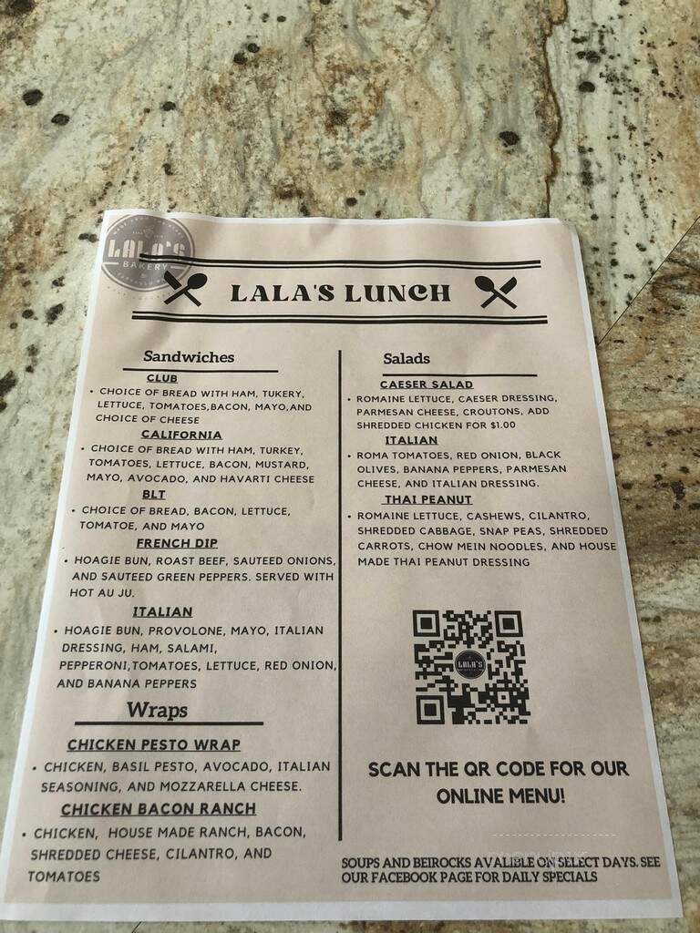 LaLa's Bakery & Espresso Bar - Wray, CO menu_pic