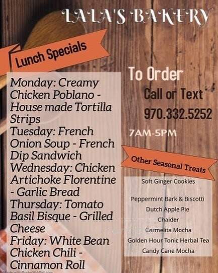 LaLa's Bakery & Espresso Bar - Wray, CO menu_pic