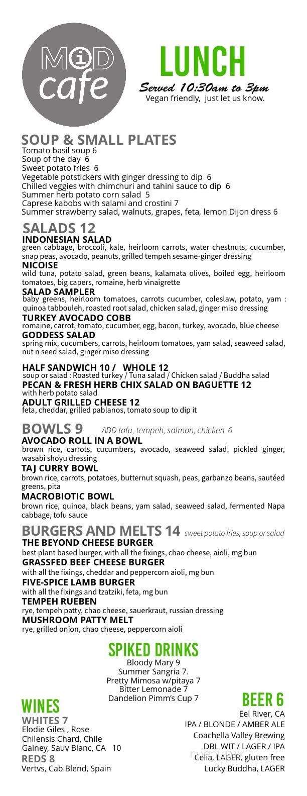 Mod Cafe - Palm Springs, CA menu_pic