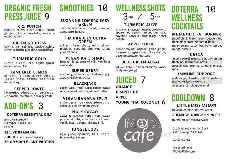 Mod Cafe - Palm Springs, CA menu_pic
