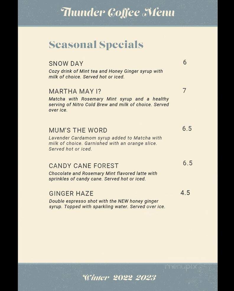 Thunder Coffee - West Fargo, ND menu_pic
