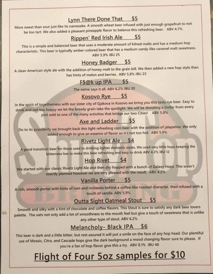 Shiny Top Brewing - Fort Dodge, IA menu_pic