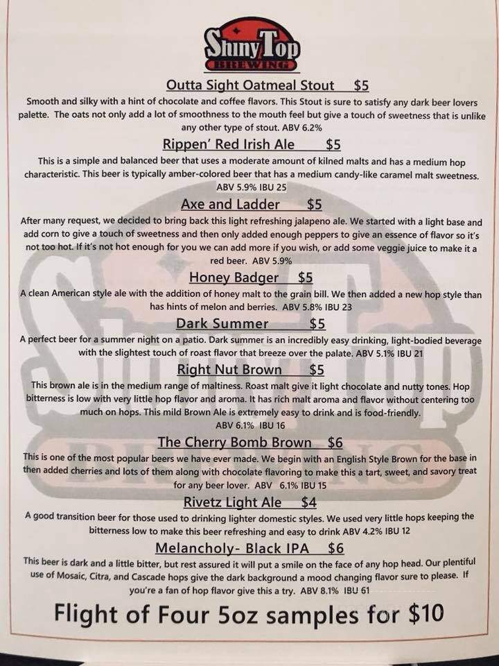 Shiny Top Brewing - Fort Dodge, IA menu_pic