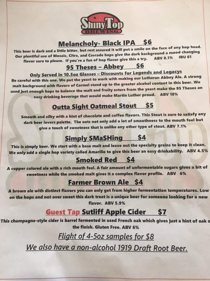 Shiny Top Brewing - Fort Dodge, IA menu_pic