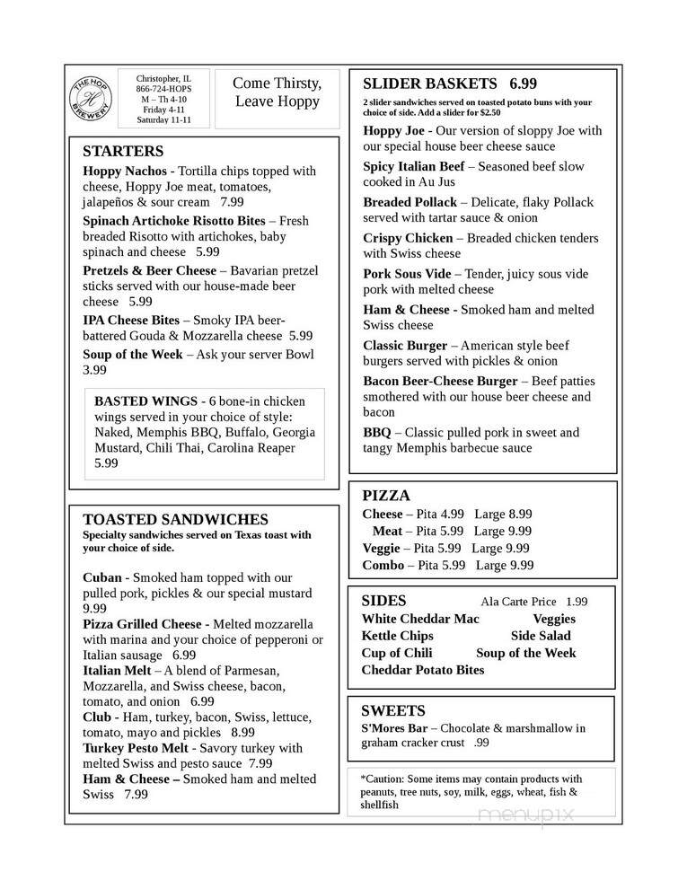 The Hop Brewery - Christopher, IL menu_pic