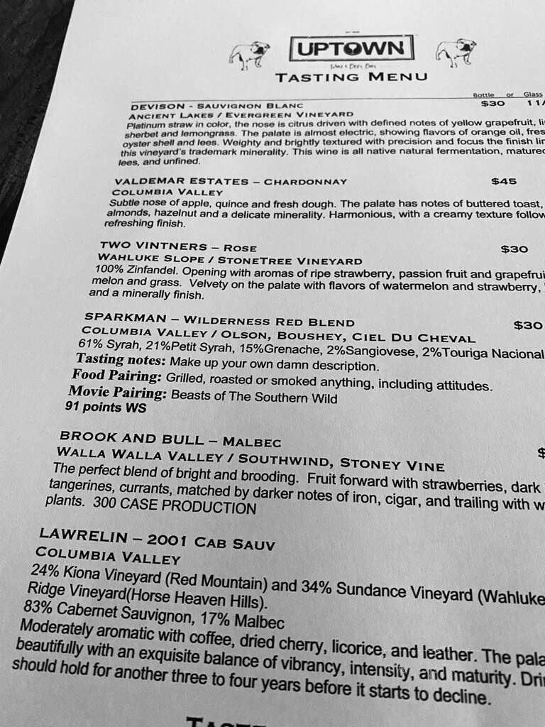 Uptown Wine & Beer - Snohomish, WA menu_pic