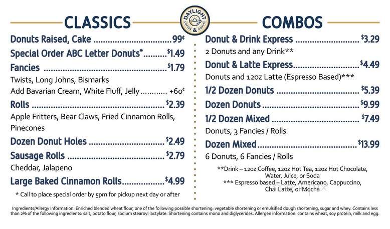 Daylight Donuts - Basehor, KS menu_pic