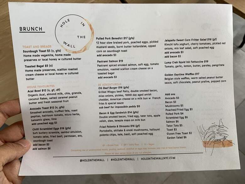 Hole in the Wall - New York, NY menu_pic