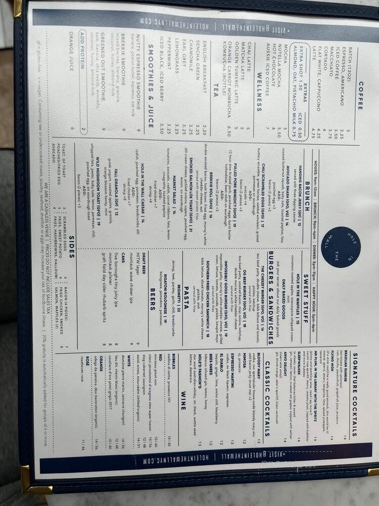 Hole in the Wall - New York, NY menu_pic