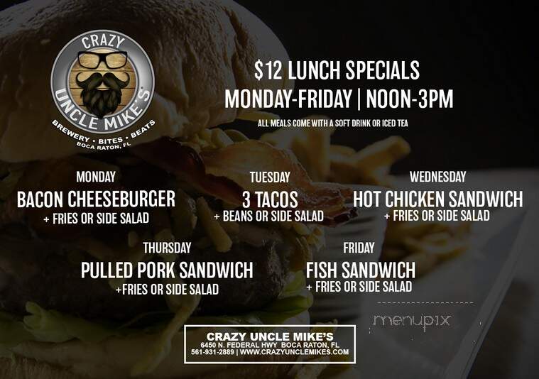 Crazy Uncle Mikes - Boca Raton, FL menu_pic