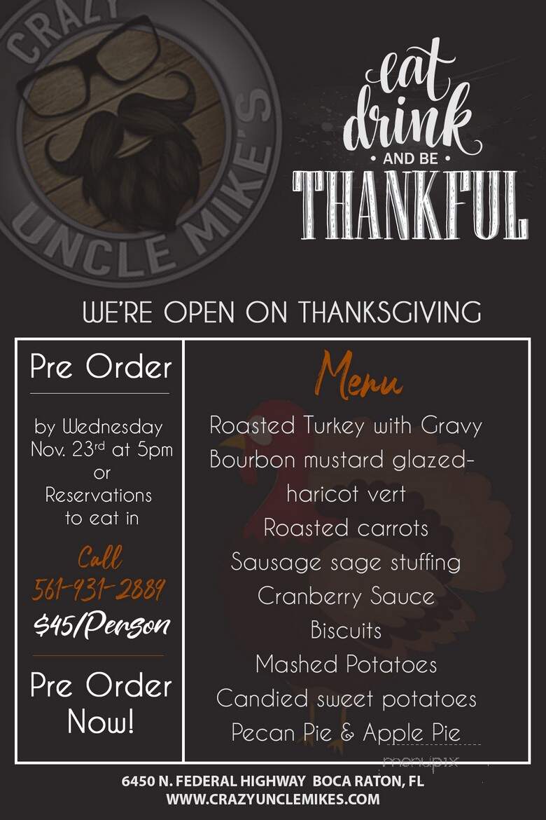 Crazy Uncle Mikes - Boca Raton, FL menu_pic