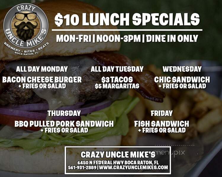 Crazy Uncle Mikes - Boca Raton, FL menu_pic