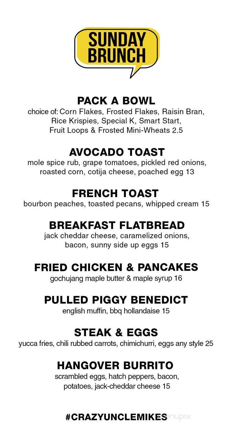 Crazy Uncle Mikes - Boca Raton, FL menu_pic