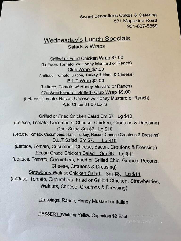 Sweet Sensations - Pulaski, TN menu_pic