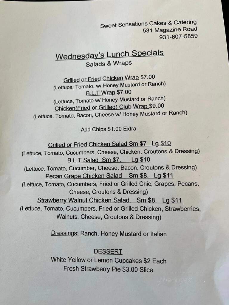Sweet Sensations - Pulaski, TN menu_pic