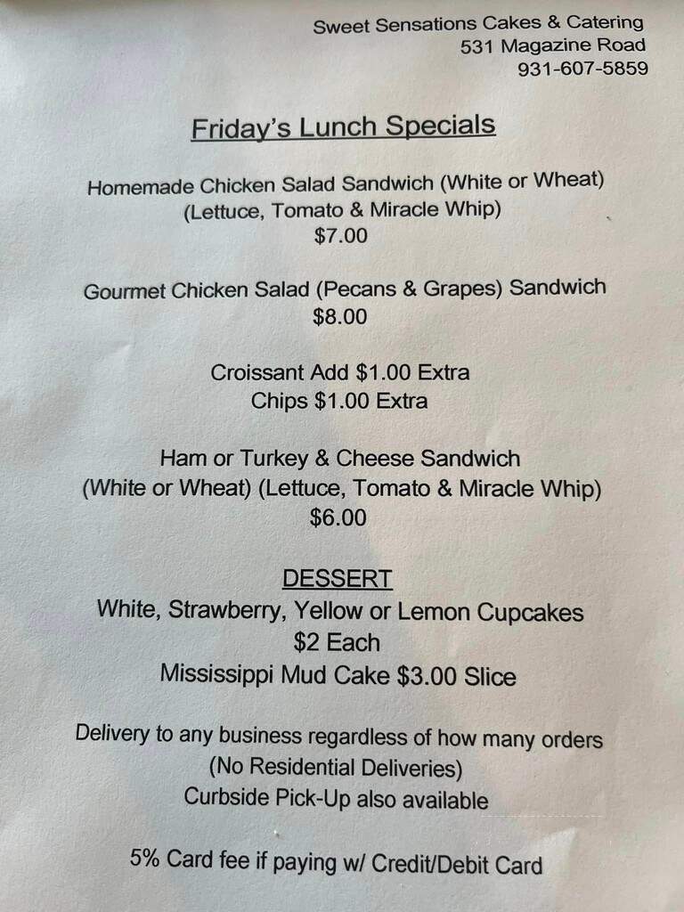Sweet Sensations - Pulaski, TN menu_pic