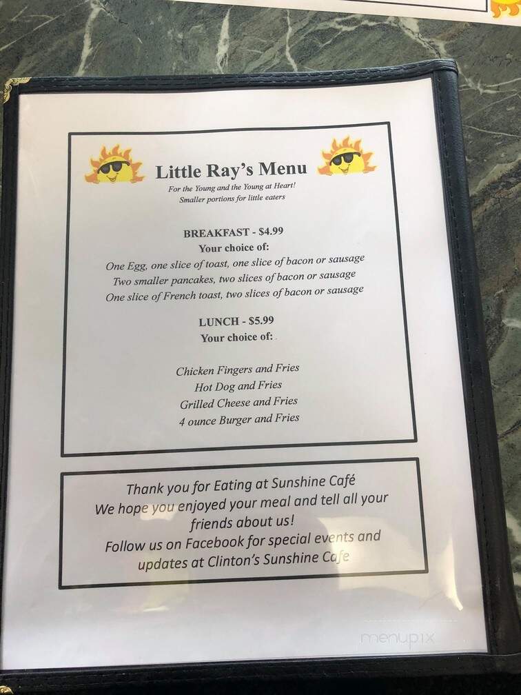 Sunshine Cafe - Clinton, MA menu_pic