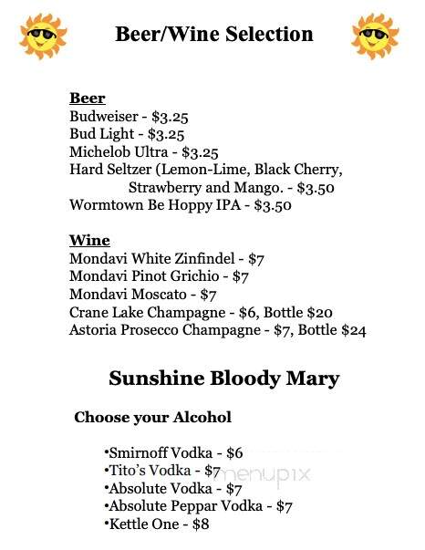 Sunshine Cafe - Clinton, MA menu_pic